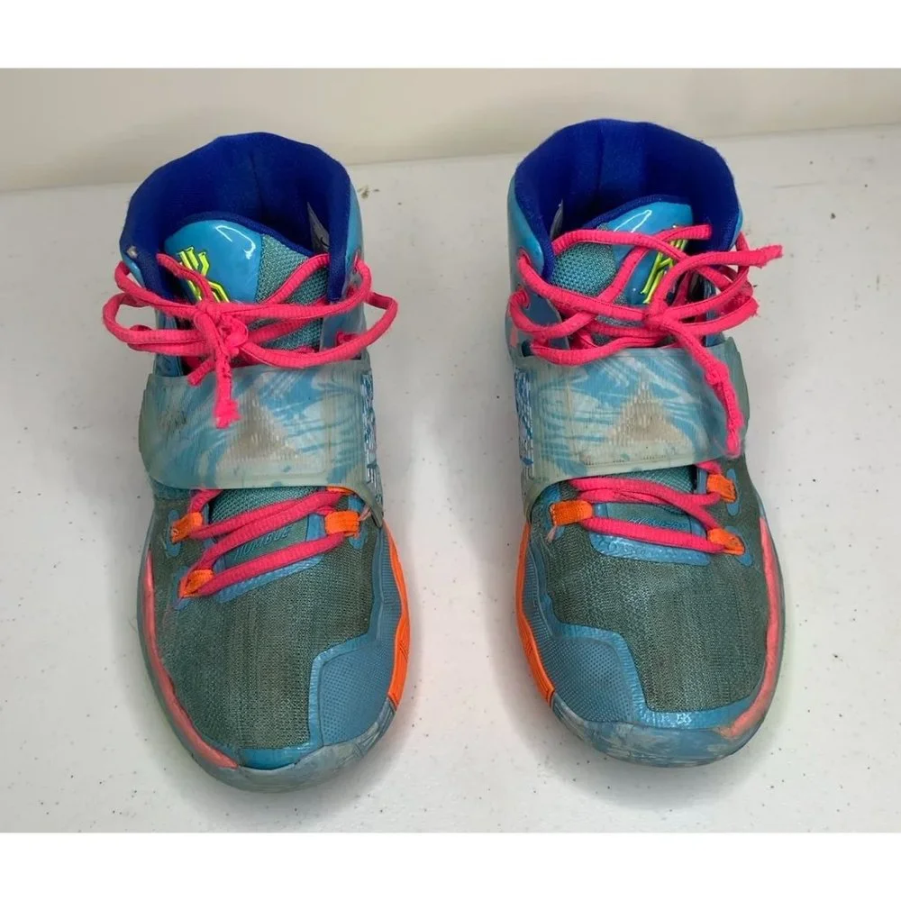 Nike Boys 7Y Blue Kyrie 6 GS Pool Lace Up Mid Top Basketball Shoes CZ4686-409 - Picture 3 of 10